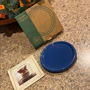 NIB Longaberger Cornflower Blue Coaster Lid Pottery 30218 Made in USA Vintage